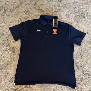 Nike Men's Illinois Fighting Illini  the Dark Blue Polo with Orange Logo